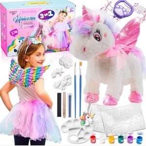 NIB Unicorn Series DIY Talking/Walking Plush Toy w/ Costumes & Decorating Tools